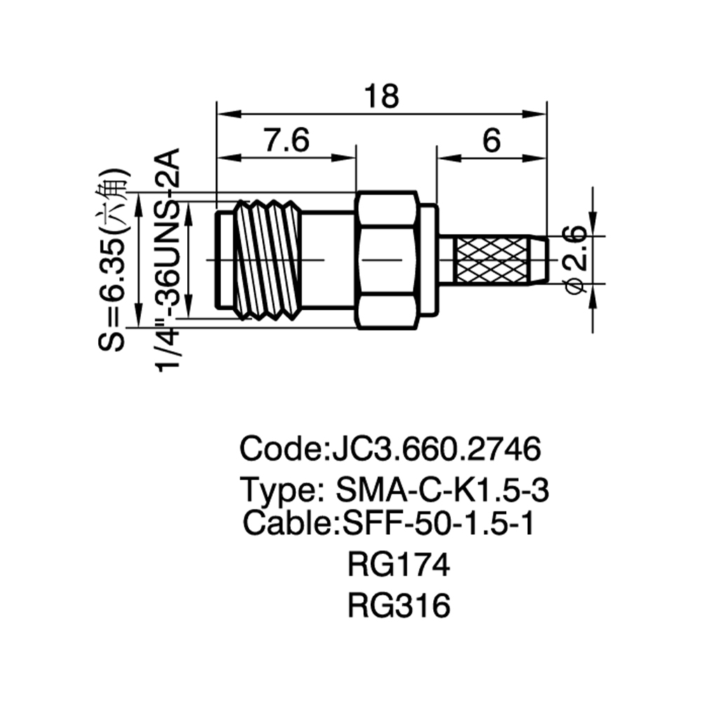 JC3.660.2746  SMA-C-K1.5-3