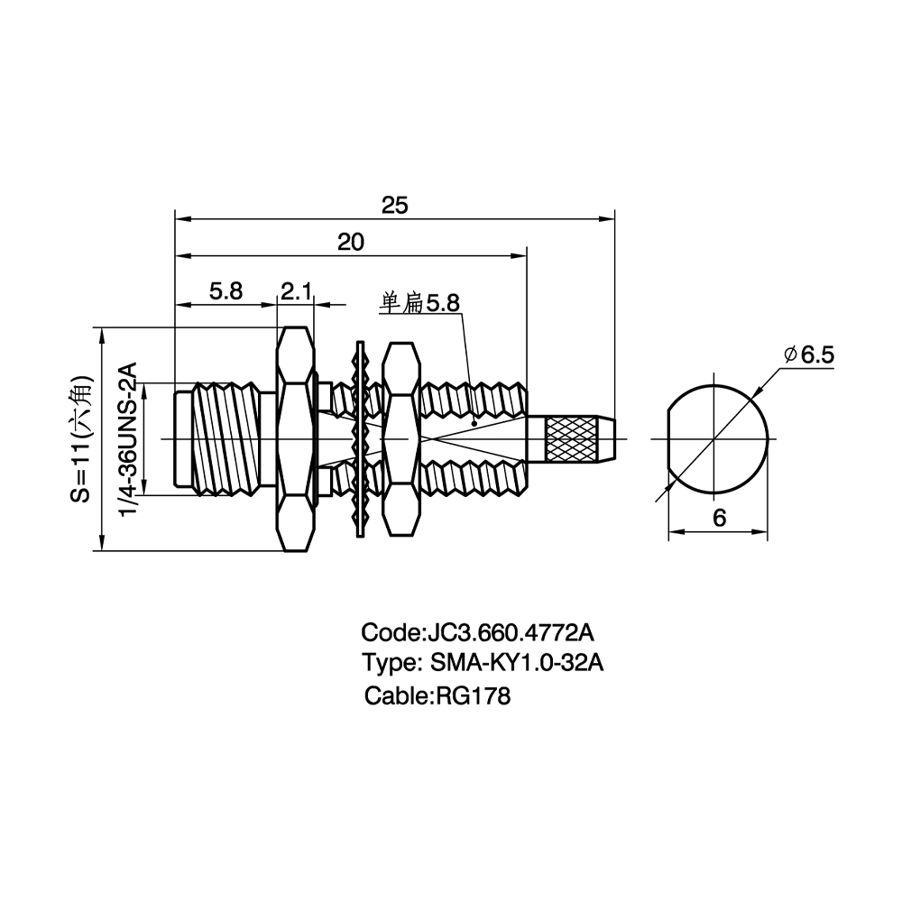 JC3.660.4772A  SMA-KY1.0-32A