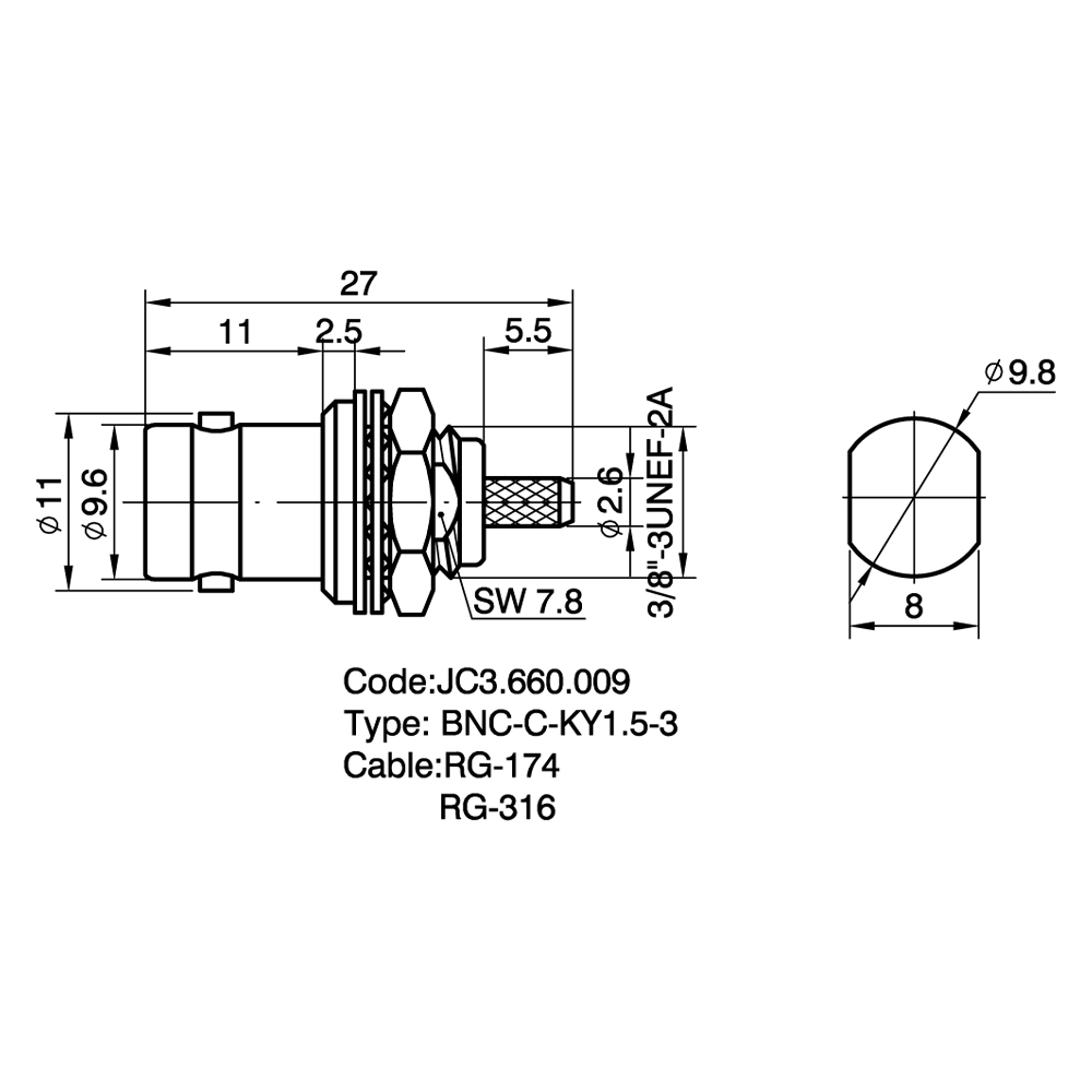 JC3.660.009  BNC-C-KY1.5-3