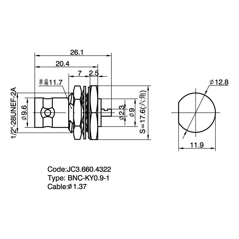 JC3.660.4322  BNC-KY0.9-1