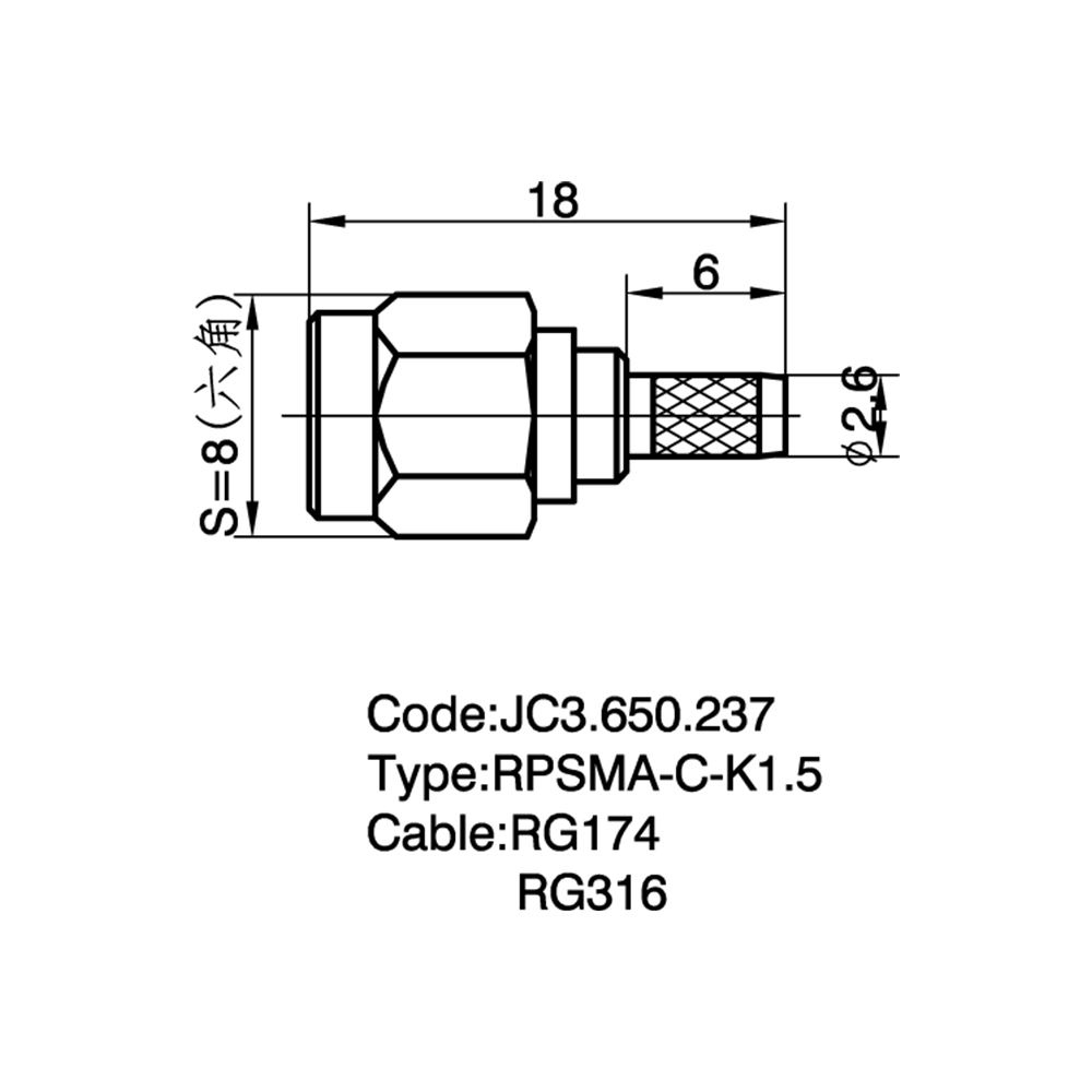 JC3.650.237 RPSMA-C-K1.5